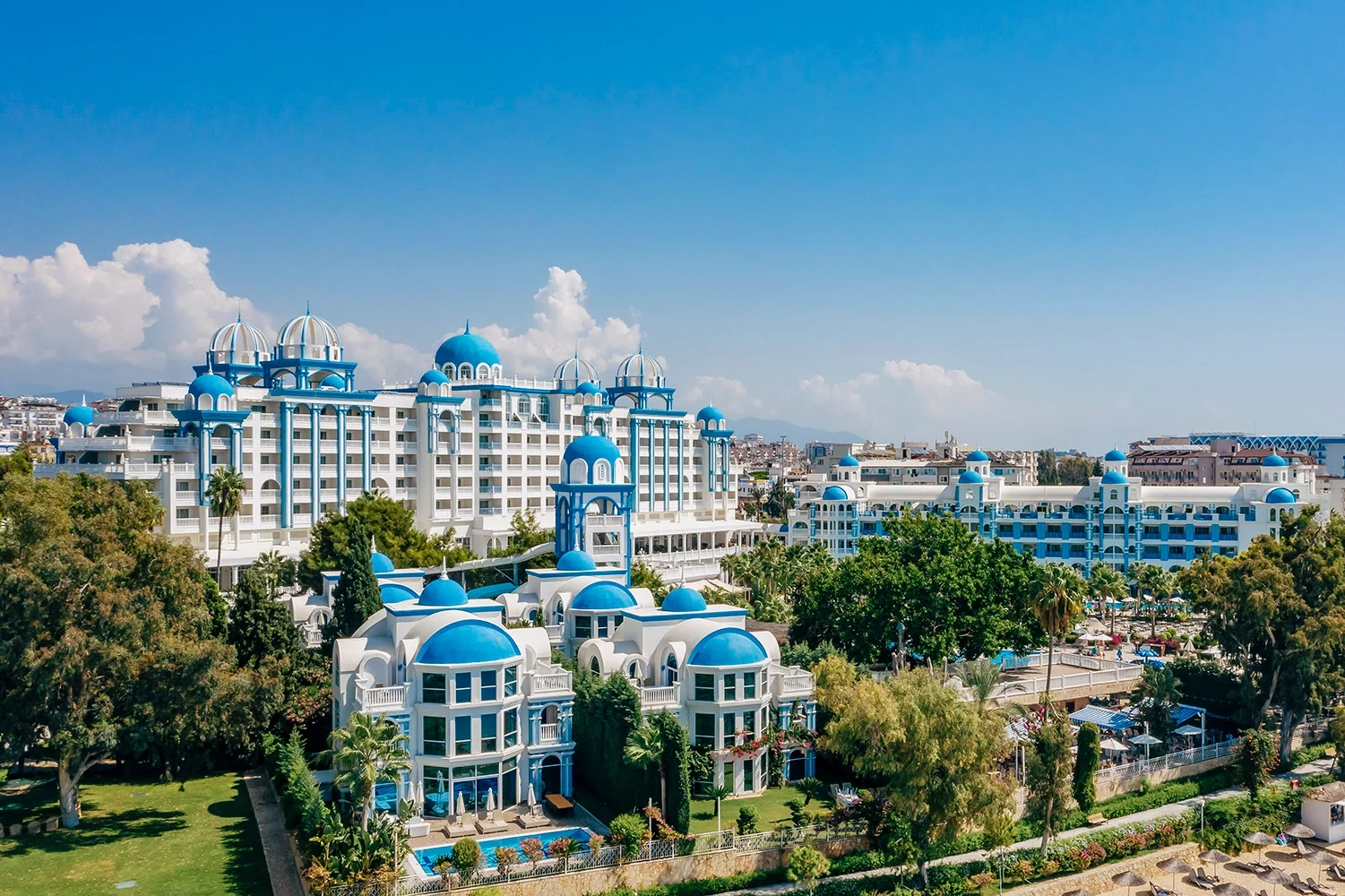Rubi Platinum resort gardens and the surrounding Avsallar townscape
