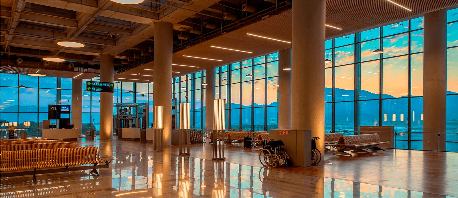 Departure gate hall inside Dalaman Airport's international terminal, the closest gateway to Fethiye