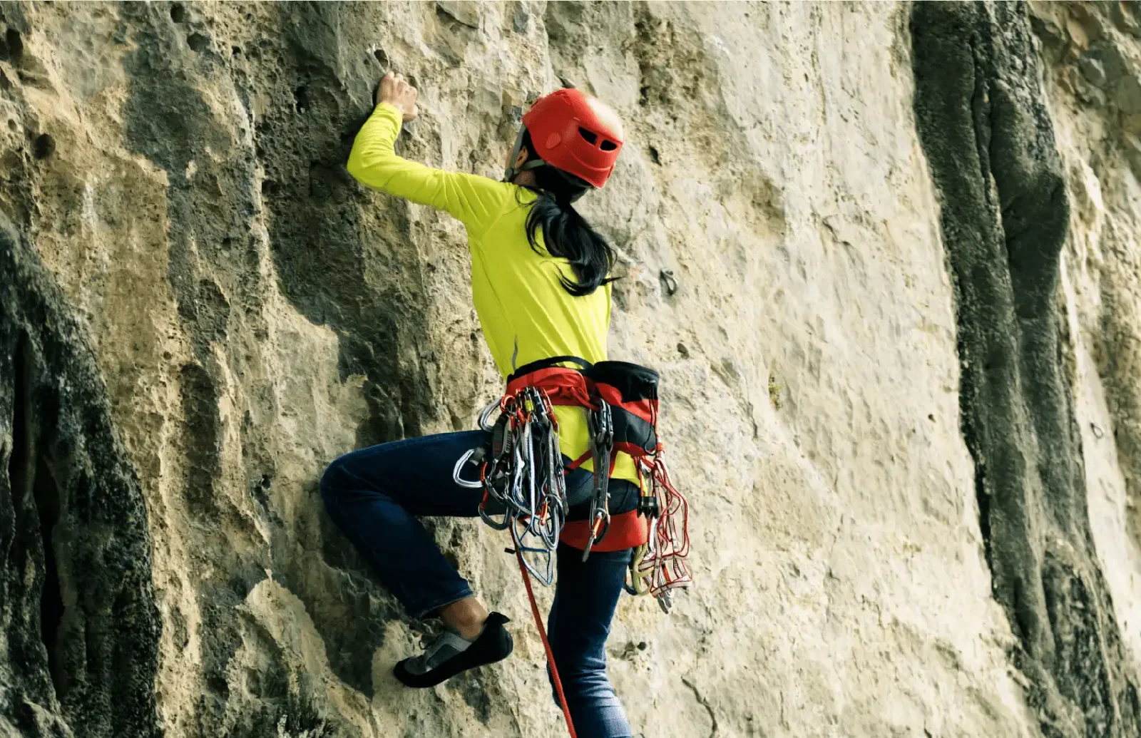 Rock climber on a limestone wall in Geyikbayırı, Konyaaltı
