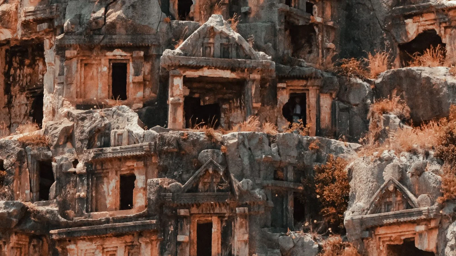 Ancient Lycian rock tombs at Myra in Demre