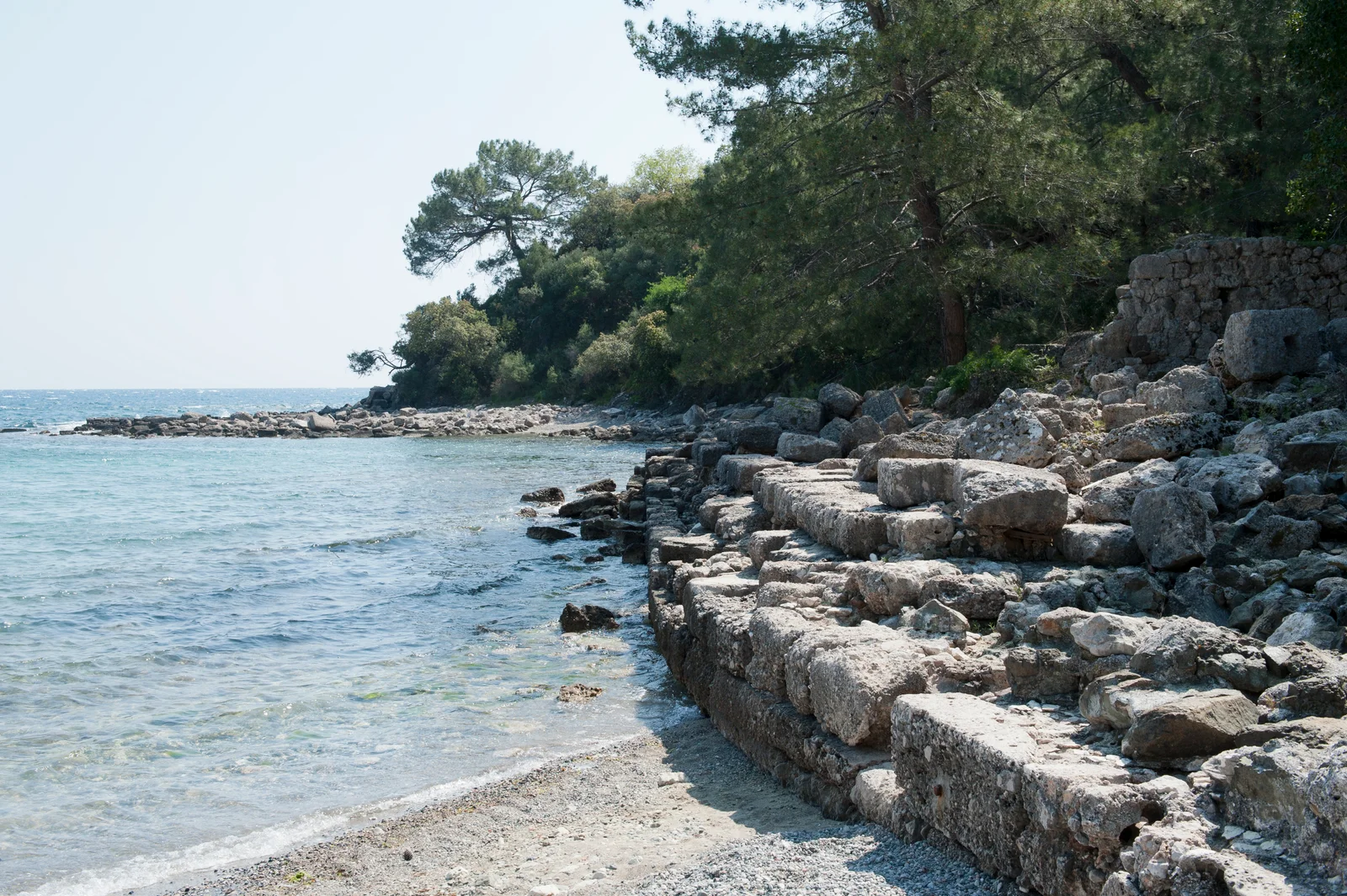 Ancient harbour ruins beside the sea at Phaselis near Tekirova